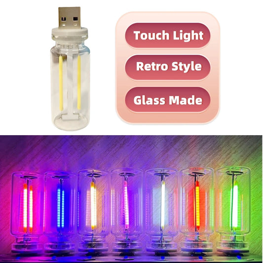 USB Car Lamp Interior Atmosphere Light Retro-Inspired Mood Lamp Glass Bottle Wireless Touch LED Car Interior Lights