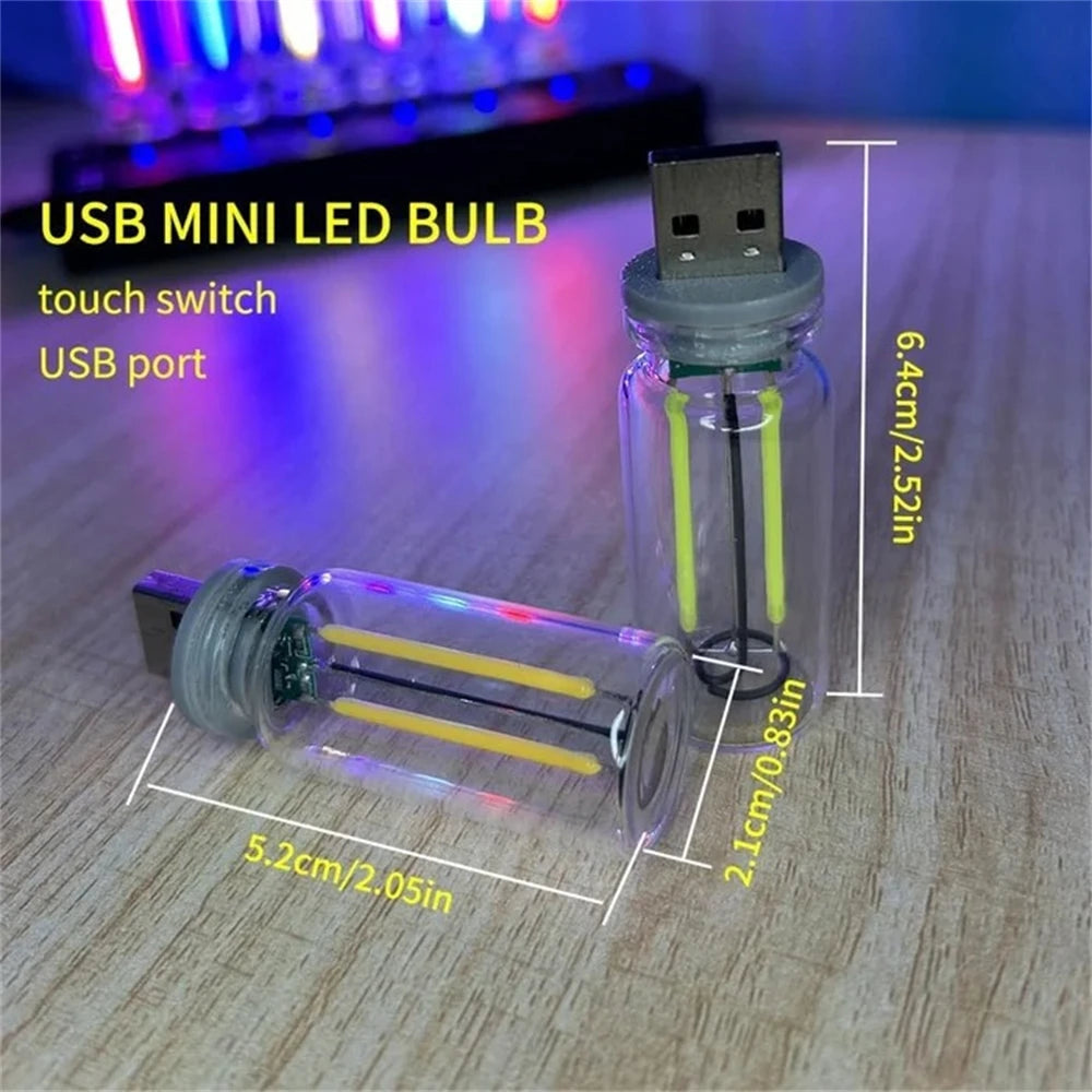 USB Car Lamp Interior Atmosphere Light Retro-Inspired Mood Lamp Glass Bottle Wireless Touch LED Car Interior Lights