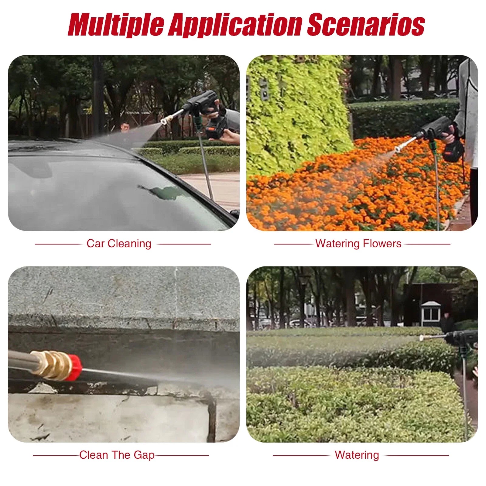 Portable Cordless Electric High Pressure Water Spray Gun Car Washer Cleaner Tool