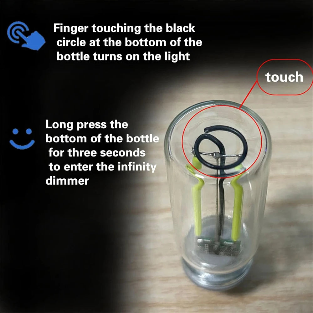 USB Car Lamp Interior Atmosphere Light Retro-Inspired Mood Lamp Glass Bottle Wireless Touch LED Car Interior Lights