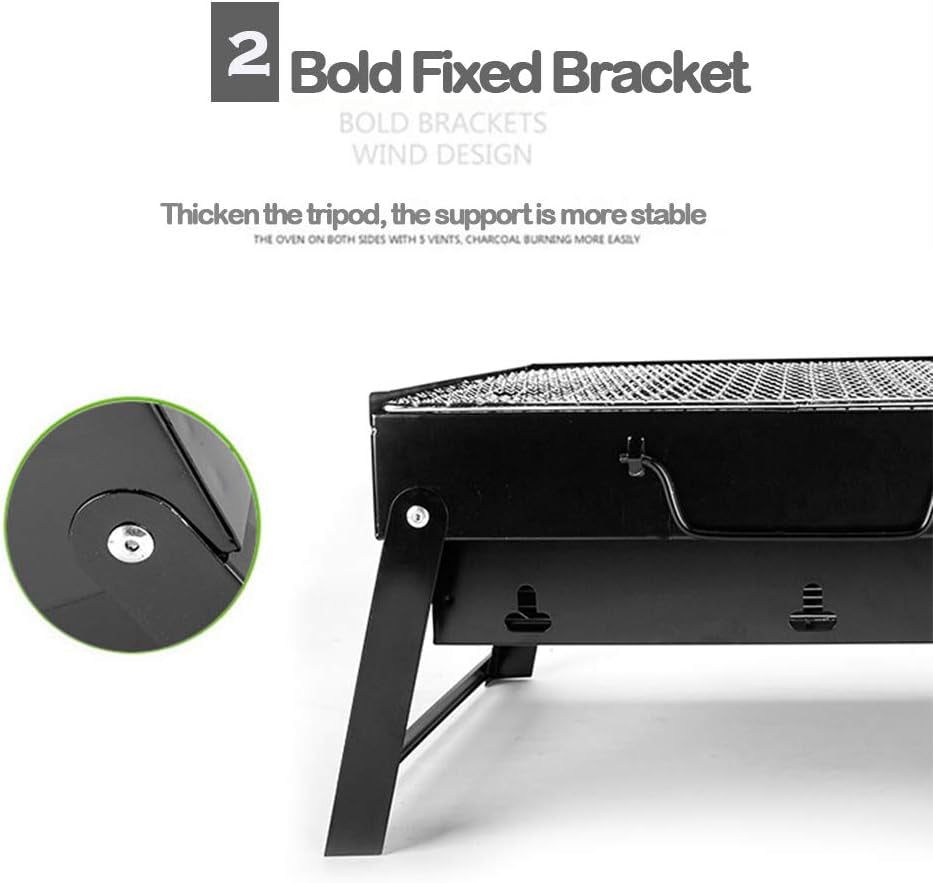Folding Charcoal Grill Portable Barbecue Rack Stainless Steel Foldable BBQ Grill Tabletop Outdoor Wild Smoker BBQ for Outdoor Cooking Camping Picnic (L-43*29*23Cm)