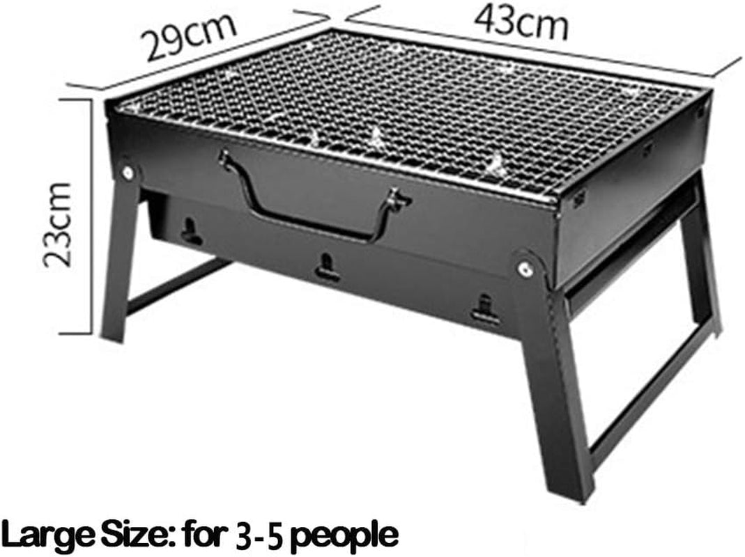 Folding Charcoal Grill Portable Barbecue Rack Stainless Steel Foldable BBQ Grill Tabletop Outdoor Wild Smoker BBQ for Outdoor Cooking Camping Picnic (L-43*29*23Cm)